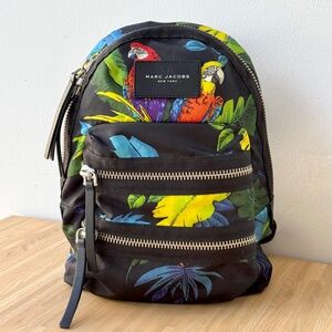 Marc Jacobs Nylon Parrot Printed Biker Mini Backpack - Black Multi
